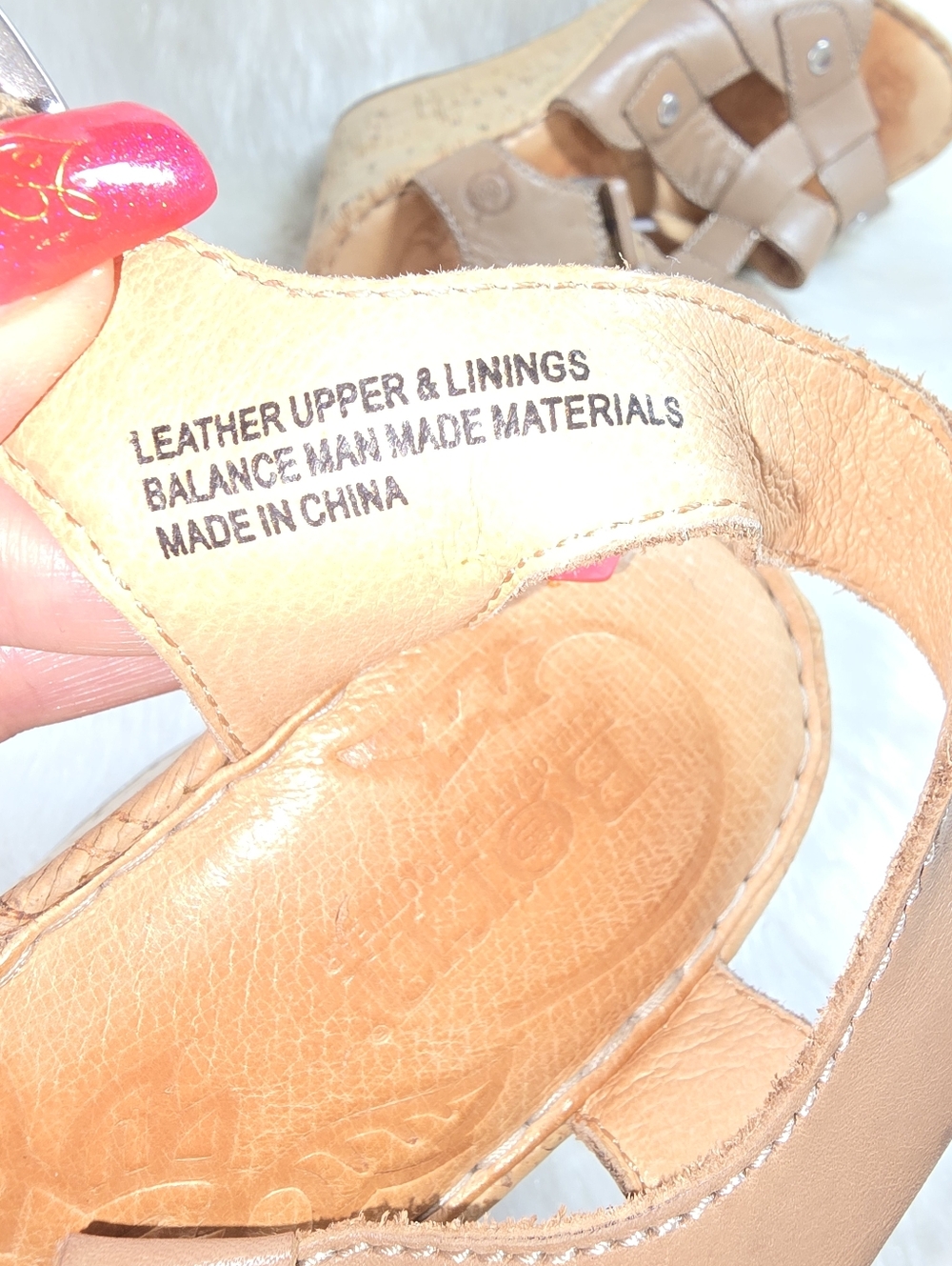 Born Womens Leather Wedge Cork-wrapped Strappy Sandals - Picture 13 of 14